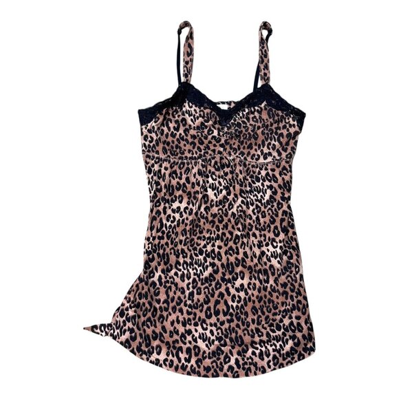 Soma Nightgown Womens Small Lux Cool Nights Lace Trim Cheetah Leopard Nightgown - Picture 1 of 4